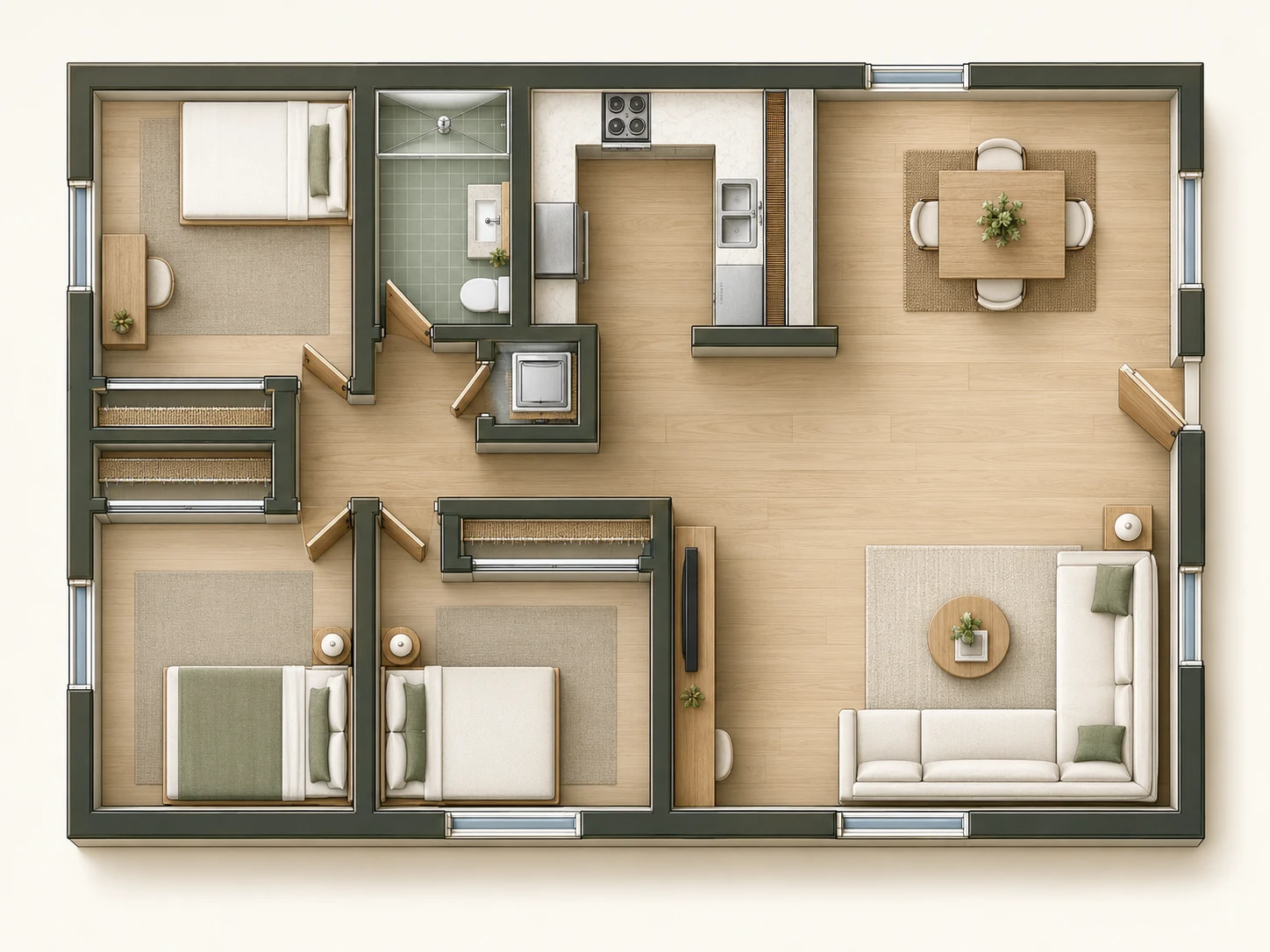 Three 1200 · Layout overview