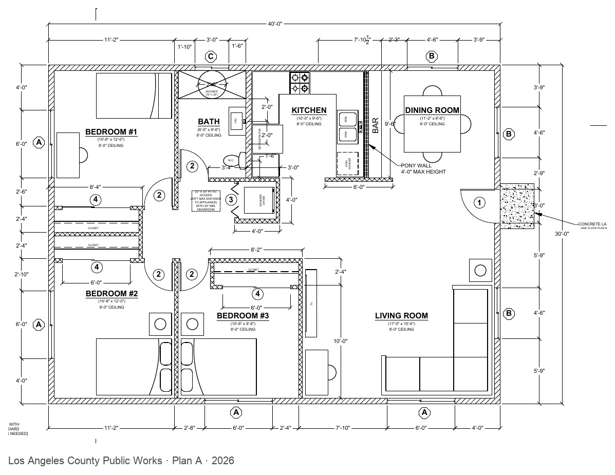 Three 1200 · 3 bedrooms · 1 bath